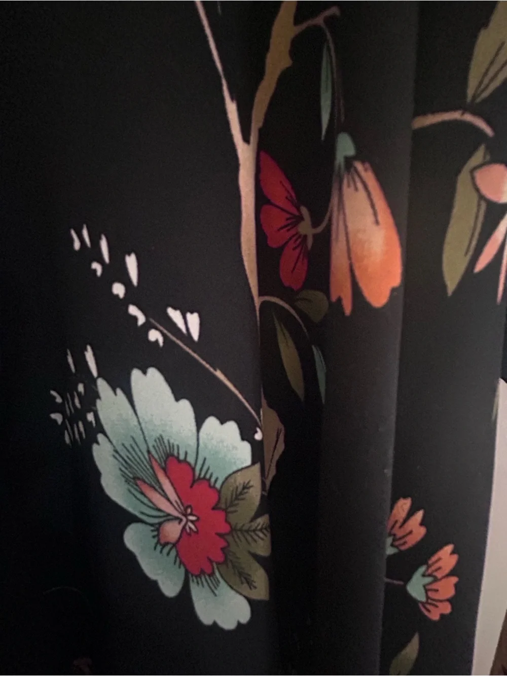 Nanette Lepore Black Floral Long-Sleeve Fit & Flare Midi Dress Size 6 - Picture 9 of 11